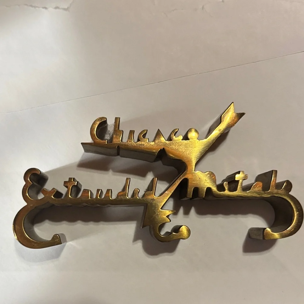Vintage Brass Paperweight Chicago Extruded Metals